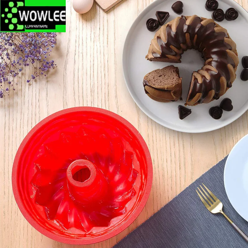 

Cake Molds Silicone 9 inch Bakeware Non-Stick Mousse Chiffon Pudding Jelly Ice creams Red Blue Large hollow round Kitchen Tools