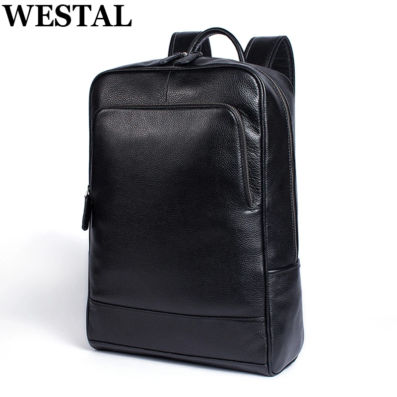 

Рюкзак WESTAL мужской для ноутбука 15 дюймов, кожаный Ранец для деловых поездок, школьный портфель для ноутбука для подростков