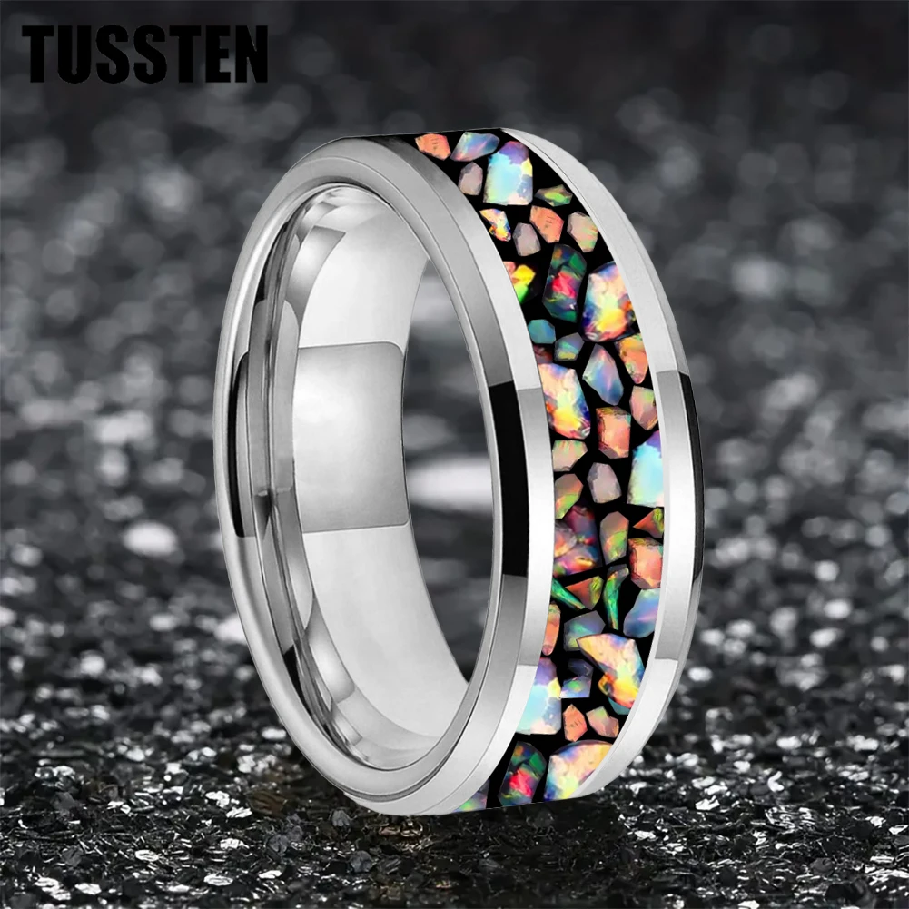 Кольцо TUSSTEN из полированного черного вольфрама для мужчин и женщин обручальное