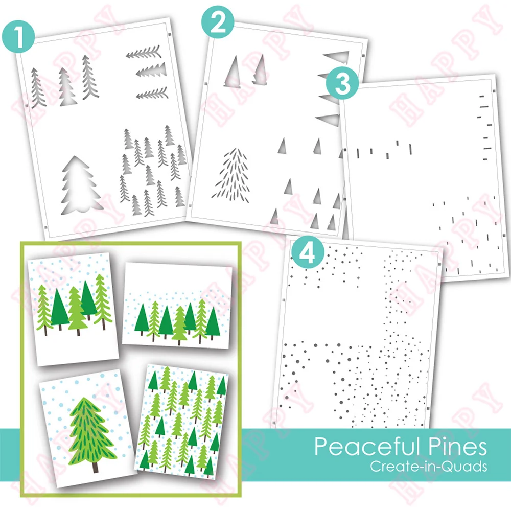 

New Peaceful Pines Plastic Stencils Diary Decoration For 2022 DIY Scrapbook Diary Album Paper Template Card Embossing Handcraft