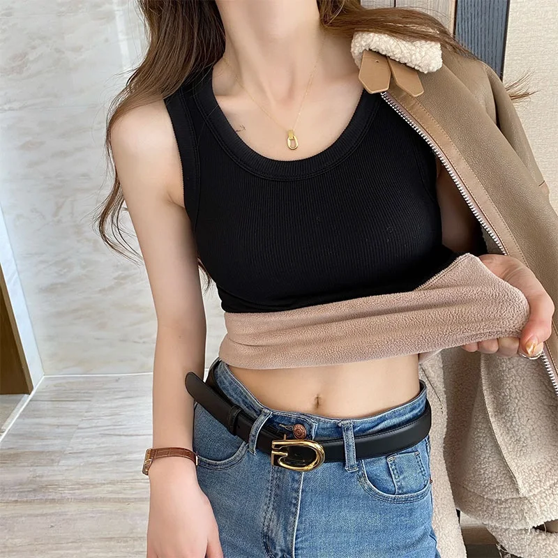 Warm Small Cami Women Outer Wear Winter Terry Integrated Fleece-lined Beau Back Suit Inner wear Base Dralon Top