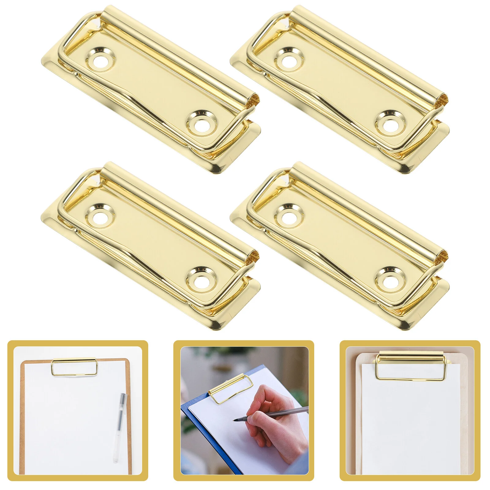 

School Clipboard Cut 4 Student Alloy Reusable Clamps Folder Multi-function Pcs Supplies Metal Clips Paste Paper Binder Aluminum