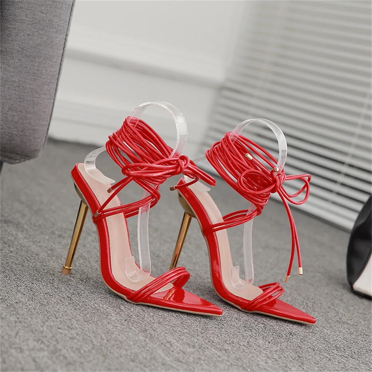 High Heel For Women Lace Up Pointed 2023 Summer New Sexy Fashion Elegant Luxury Mature Thin Heels Party Club Wedding Shoes Pumps