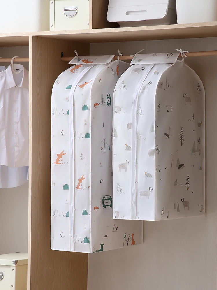 

Dustproof Cloth Cover Bags Clothing Dust Cover Transparent Wardrobe Storage Bag Suit Coat Dust Envelopper Organizer Poussière