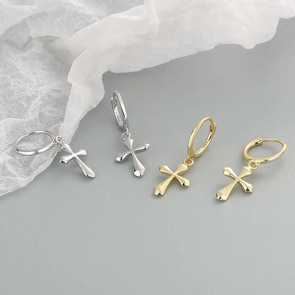 

s925 Sterling Silver Needle Cross Earrings Popular Stud Earrings Fashion Earrings Trend Jewelry Gifts Wholesale