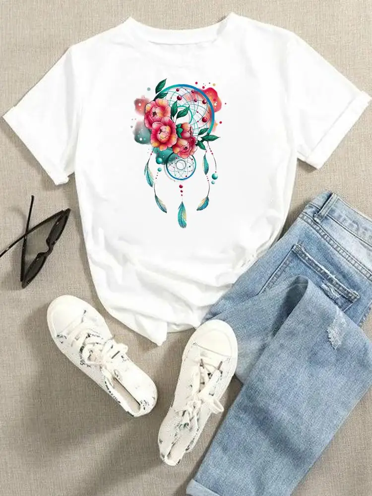 

Футболка женская летняя с коротким рукавом и графическим принтом