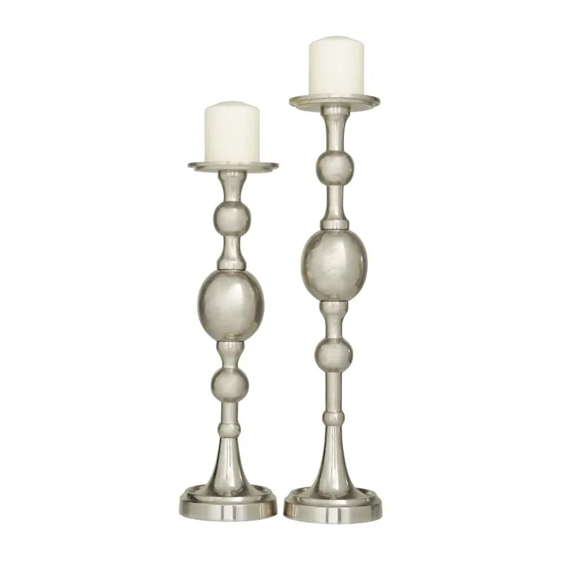 

Стильный и элегантный серебристый алюминиевый подсвечник, набор из 2 декоративных подсвечников.