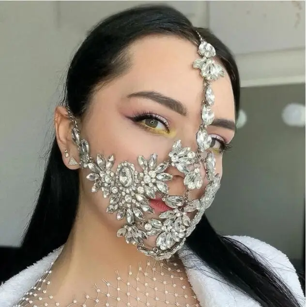 

Хэллоуин, Хрустальная блестящая маска, ювелирные изделия для женщин, искусственный цветок, декоративная маска, драгоценности