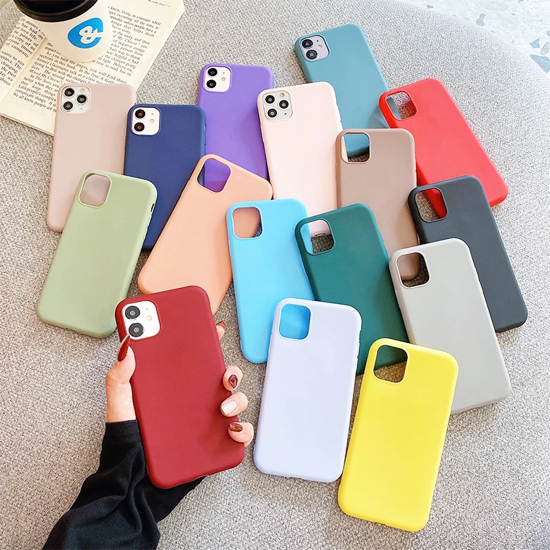 

Simple Phone Case For iphone 11 8 7 12 6 6S XR Pro Plus Cover Soft Silicone Cases On XS X SE Max Mini 2020 Plain Protective Case