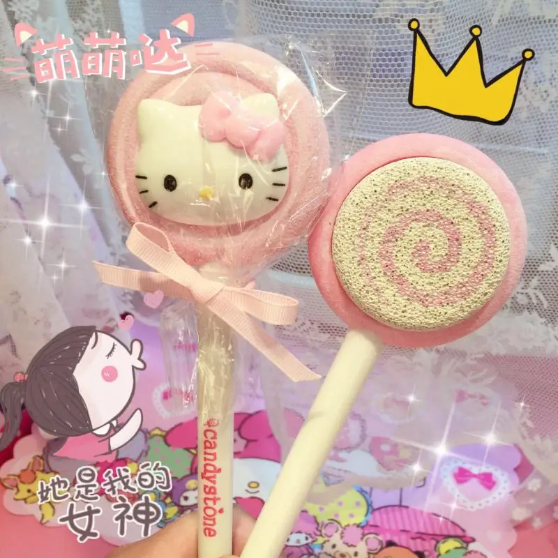 

Cute Cartoon Kawaii KT Cat Lollipop Princess Wind Grinding Foot Stone Rubbing foot Stone Long Handle for Foot Bathing