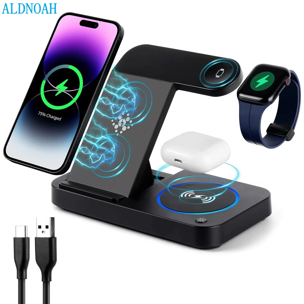 

Fast Charging Station for Apple Devices 3 in 1 Wireless Charger Stand Dock For iPhone 14 13 12 11 Pro XS XR 8 Airpods iWatch 7 6