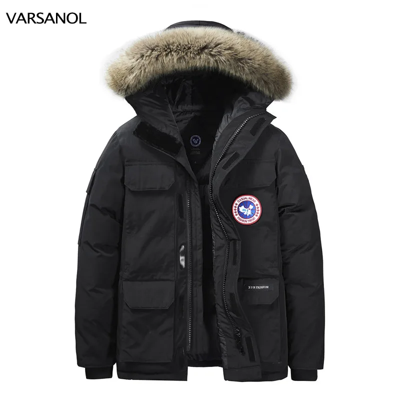 VARSANOL Hooded Men's Parka Jackets Winter Warm Men Jacket Coat Embroidery Outerwear Windbreaker Thick Parkas Male Plus Size 8XL