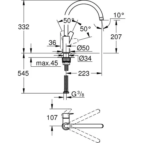 Однорычажный смеситель для кухонной раковины Grohe Bauedge 31367001 | Обустройство дома