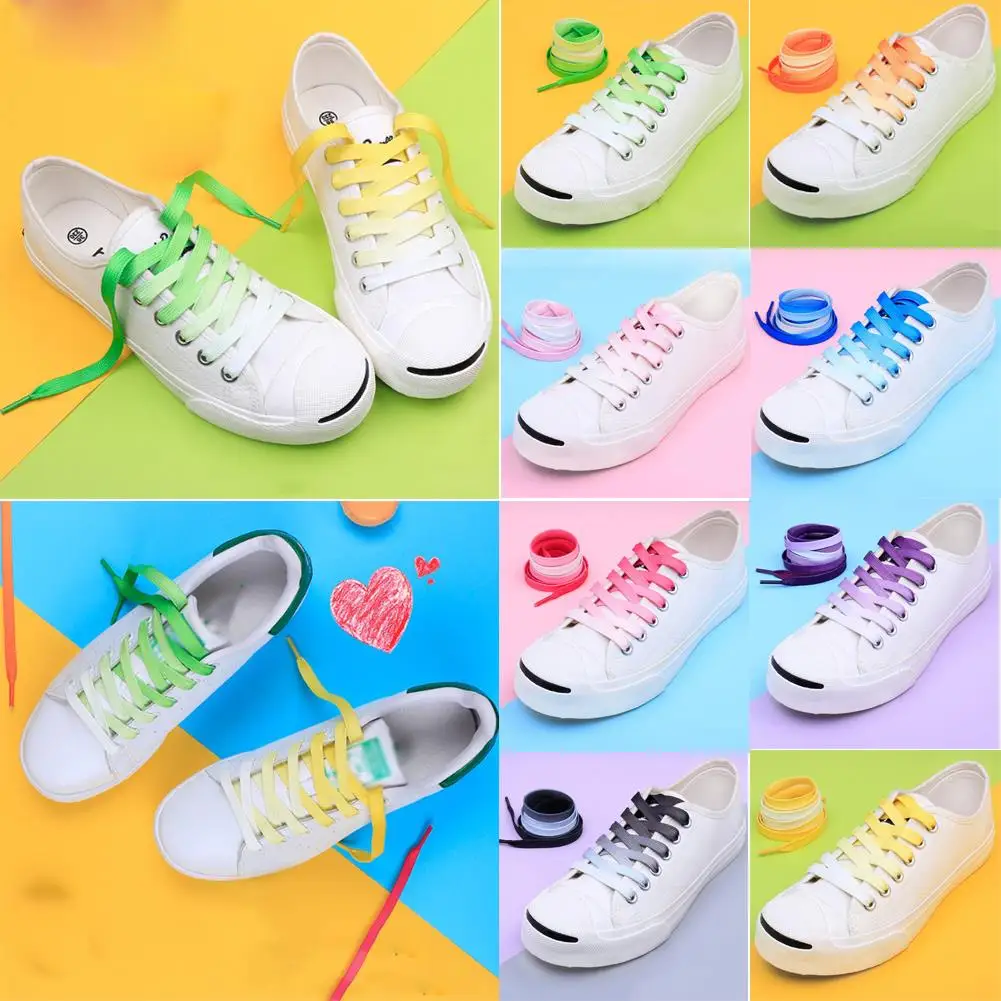 

1Pair Fashion Colorful Shoelaces Candy Gradient Boot Shoelace Silk Canvas Sneaker Shoe Laces Growing Rainbow Strings