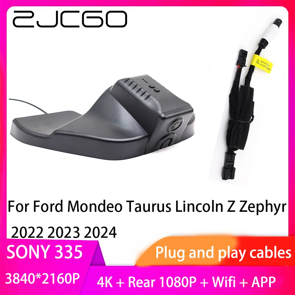 ZJCGO Plug and Play DVR Dash Cam UHD 4K 2160P Video Recorder for Ford Mondeo Taurus Lincoln Z Zephyr 2022 2023 2024