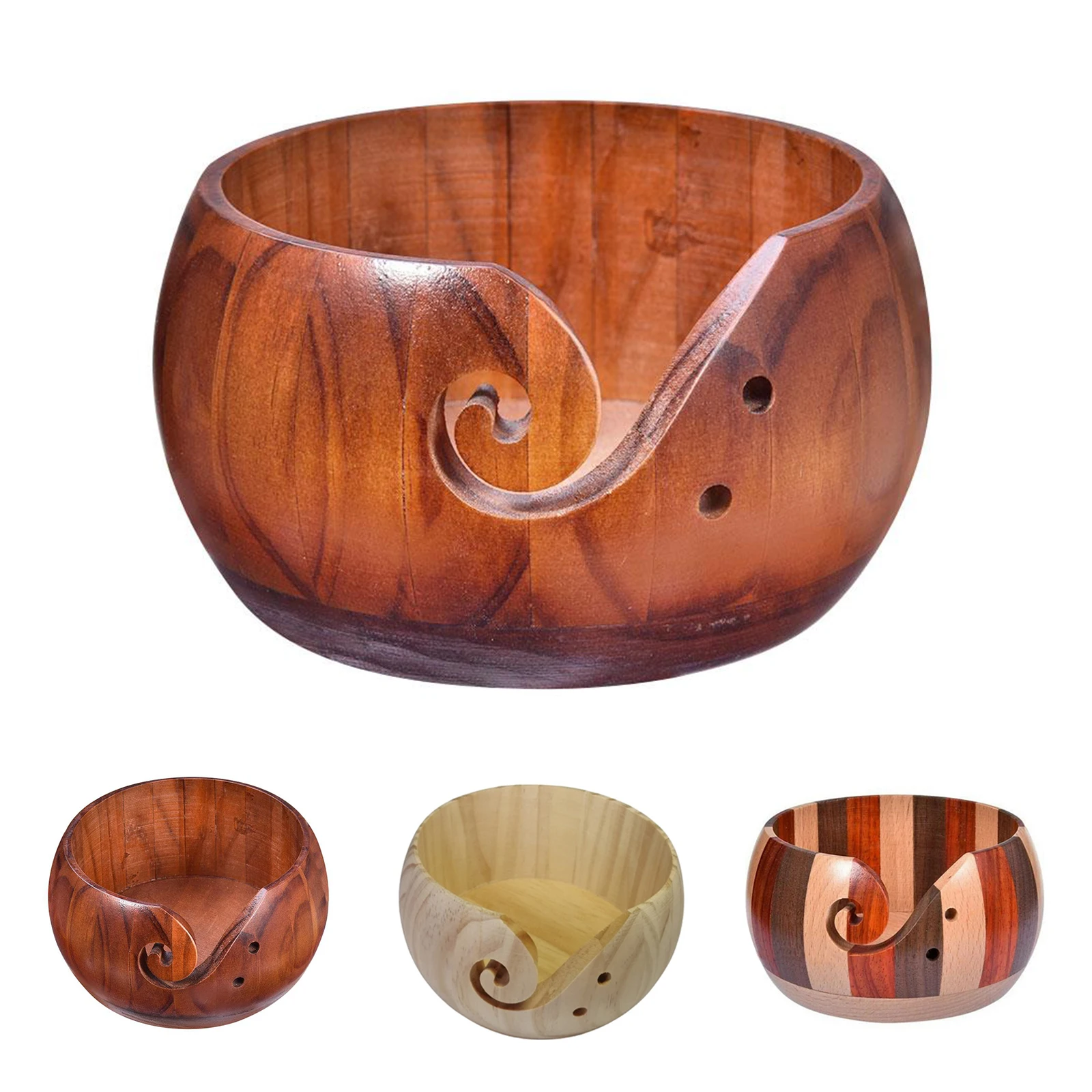 Деревянная чаша для вязания крючком органайзер держатель хранения нескользящая