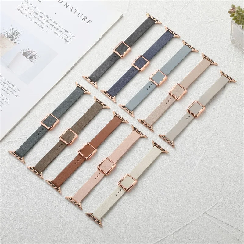 

Genuine Leather Watch Band for Apple watch band 49mm 44mm 45mm 40mm 38mm bracelet for iWatch series 4 5 6 SE 7 8 Ultra band
