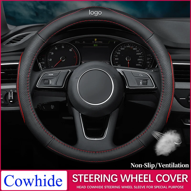 

Car Steering Wheel Cover 15 inch/38cm For Nissan Murano Z52 Sentra Pulsar B17 X-Trail T32 Rogue X-TRAIL NV200 Genuine Leather