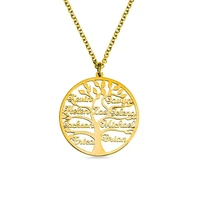 custom name necklace personalized tree of life stainless steel golden family tree letter nameplate pendant for women couple gift