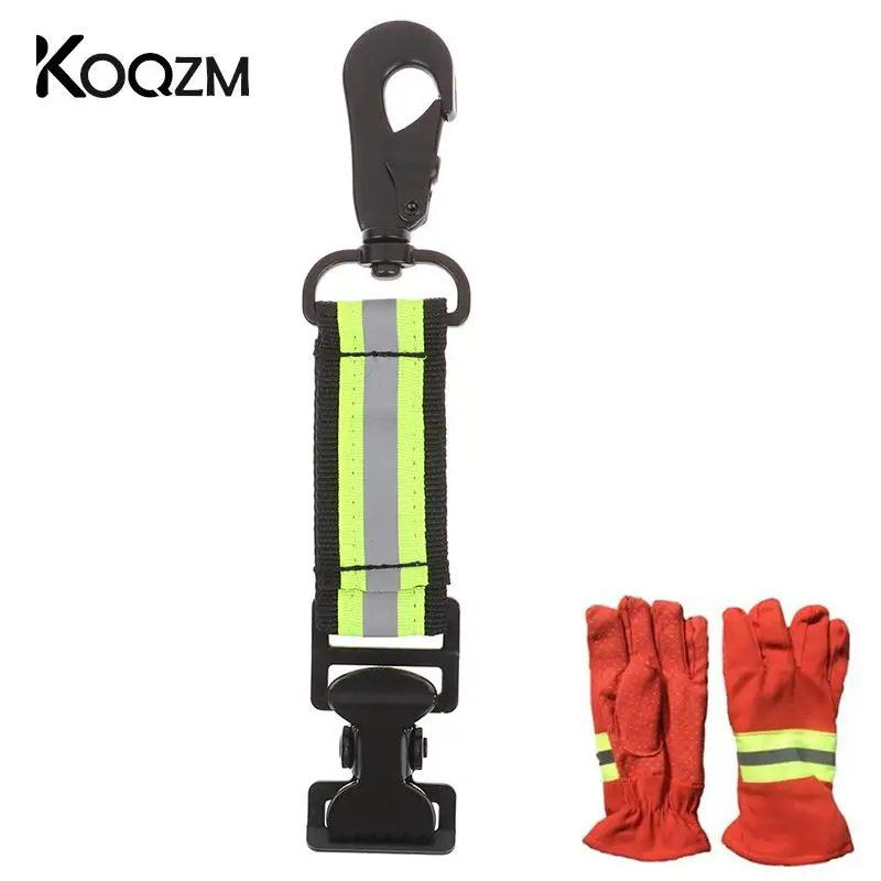 

Fluorescent Green Fire Work Glove Strap Heavy-Duty Reflective Rescue Turnout Gear Clip Nylon Webbing Fire Work Glove Clip