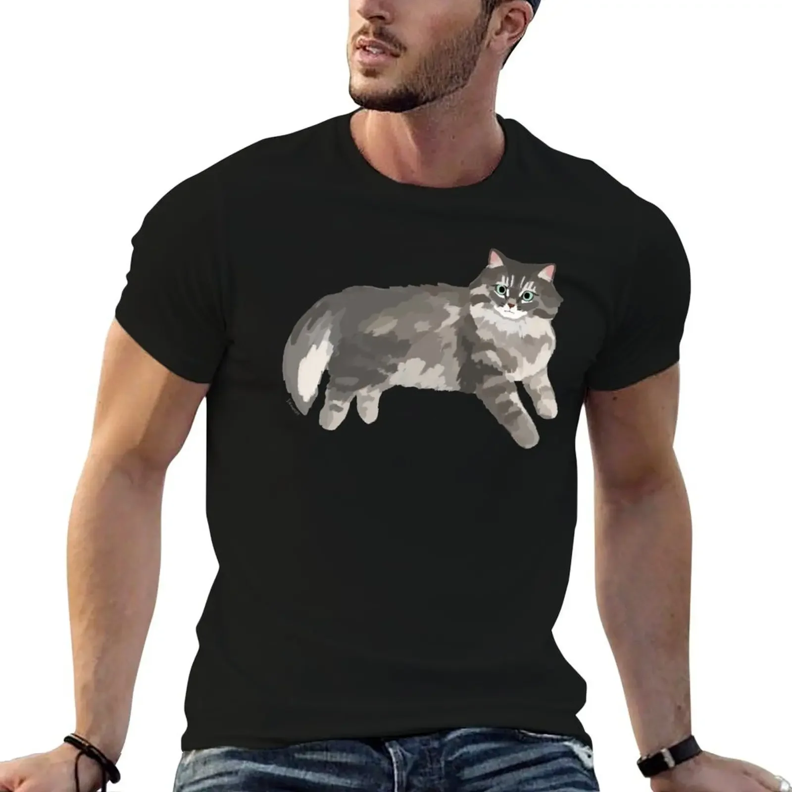 Футболка с норвежским лесным котом футболка короткими рукавами рубашки рисунком
