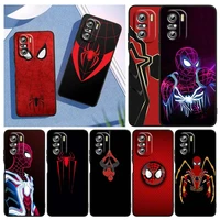 marvel spiderman logo for xiaomi redmi note 10s 10 k50 k40 gaming pro 10 9at 9a 9c 9t 8 7a 6a 5 4x black tpu phone case