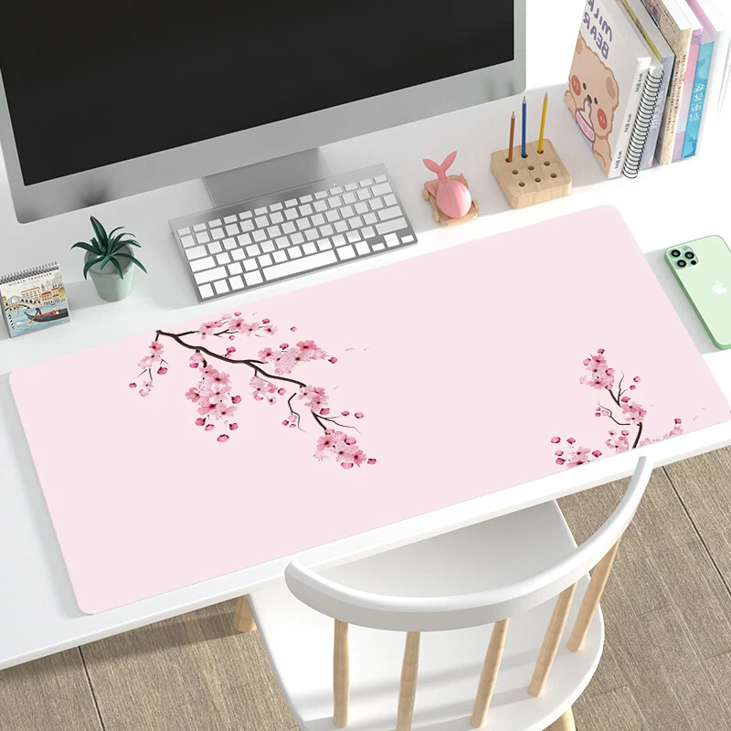 

Большой игровой коврик для мыши, розовый коврик для мыши с цветком вишни, компьютерный коврик для мыши, геймерский Настольный коврик с прострочкой для ПК, клавиатуры, мыши, коврик xxl
