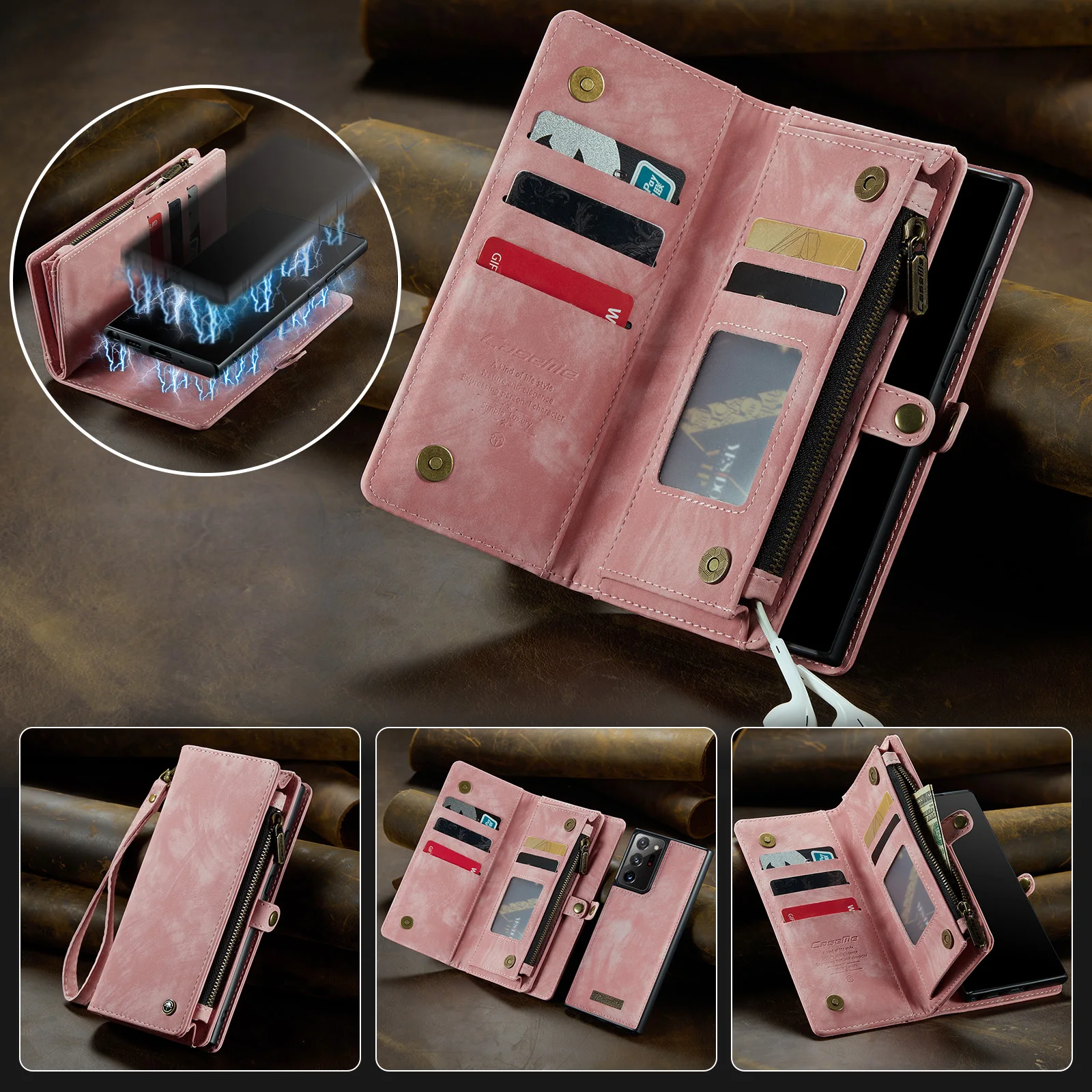

CaseMe Note 20 Ultra Case For Samsung Galaxy Note 10 Plus Leather Zipper Phone Wallet For Samsung Note 20 / 10 Phone Cover Funda