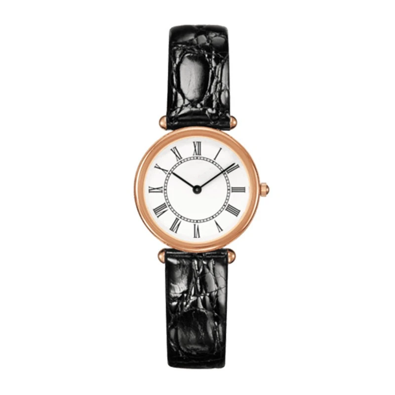 

Quartz watch Ladies Rose Gold Black Leather