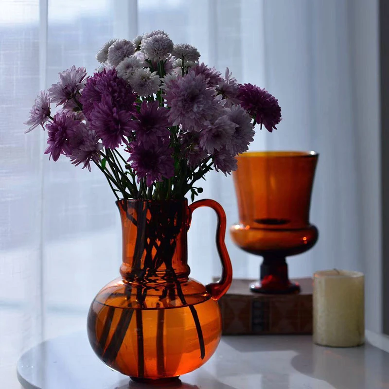 

Vintage Glass Flowerpot Aesthetic Art Funky Japanese Plant Pot Vases Hydroponic Desk Decoration Pots De Fleurs Decorated Vases