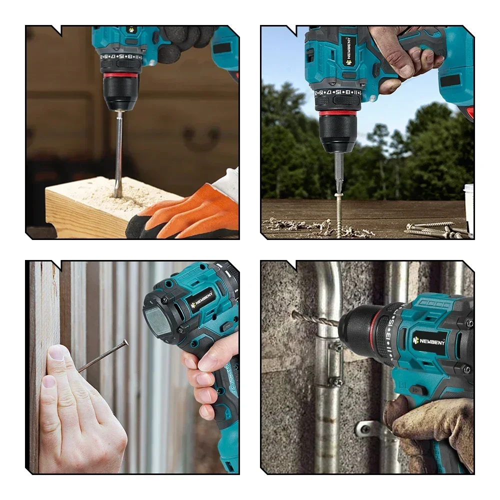Бесщёточная дрель-отвертка NEWBENY 21+2 для аккумулятора Makita 18-21 В