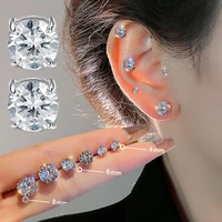 shining stainless stee magnet cz stud earrings fashion jewelry clear round zircon stone no piercing earring women accessories