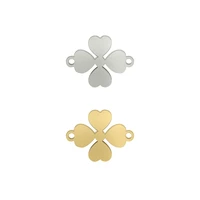 5pcs stainless steel four leaf lucky clover flower charms connector pendant for jewelry making diy bracelets accessory wholesale