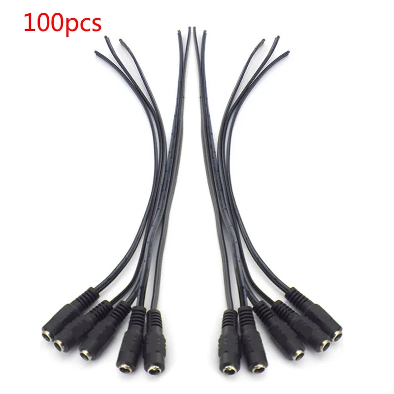 

100pcs DC Male Connecters Extension jack Cable Adapter Plug For LED Strip Light CCTV Camera 26cm Length 5.5x2.1mm LED Driver