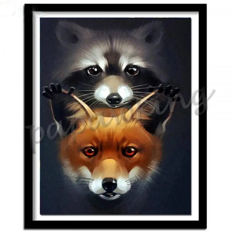 

5D Raccoon Fox Diamond Painting Cross Stitch Kits Diy Needlework Diamond Embroidery Mosaic Rhinestones Art Home Decor Love Gift