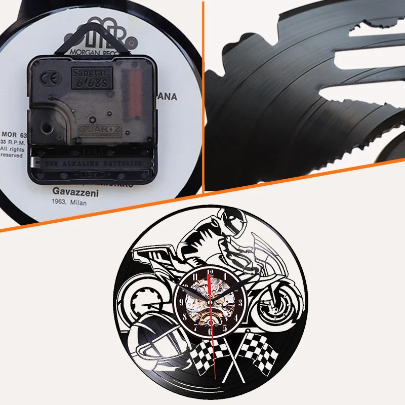 Настенные часы с виниловой пластиной для мотогонок ностальгические ретро-часы