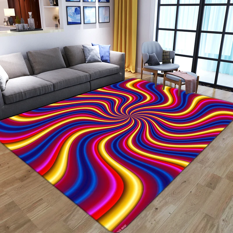 

3D Vortex Illusion Carpets Entrance Door Mat Gorgeous Geometric Non-slip Floor Mat Living Room Bedroom Decor Kids Play Area Rugs