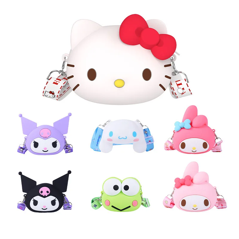 

Sanrio Подлинная Hello Kitty большая сумка через плечо ремень Cinnamoroll силикон нулевой кошелек Мелодия детская дорожная милая сумка через плечо