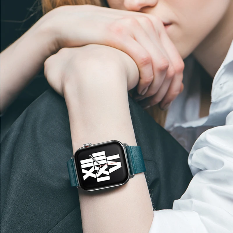 Modern buckle strap For Apple Watch band 45mm 41mmm 44mm 40mm 42mm 38mm Leather apple watch bracelet iwatch series 5 4 3 6 SE 7