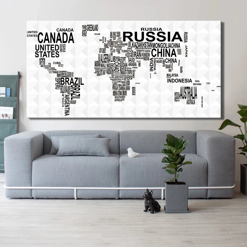 Карта мира по имени декоративные картины плакаты и принты настенная Картина на