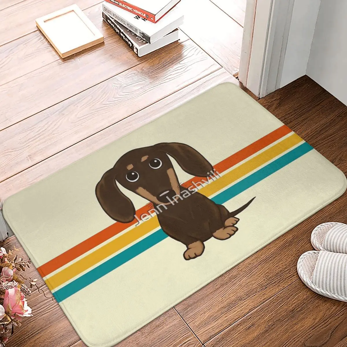 

Cute Chocolate Dachshund Cartoon Wiener Dog 60x40cm Carpet Polyester Floor Mats Mats Personalized Bathroom Outdoor