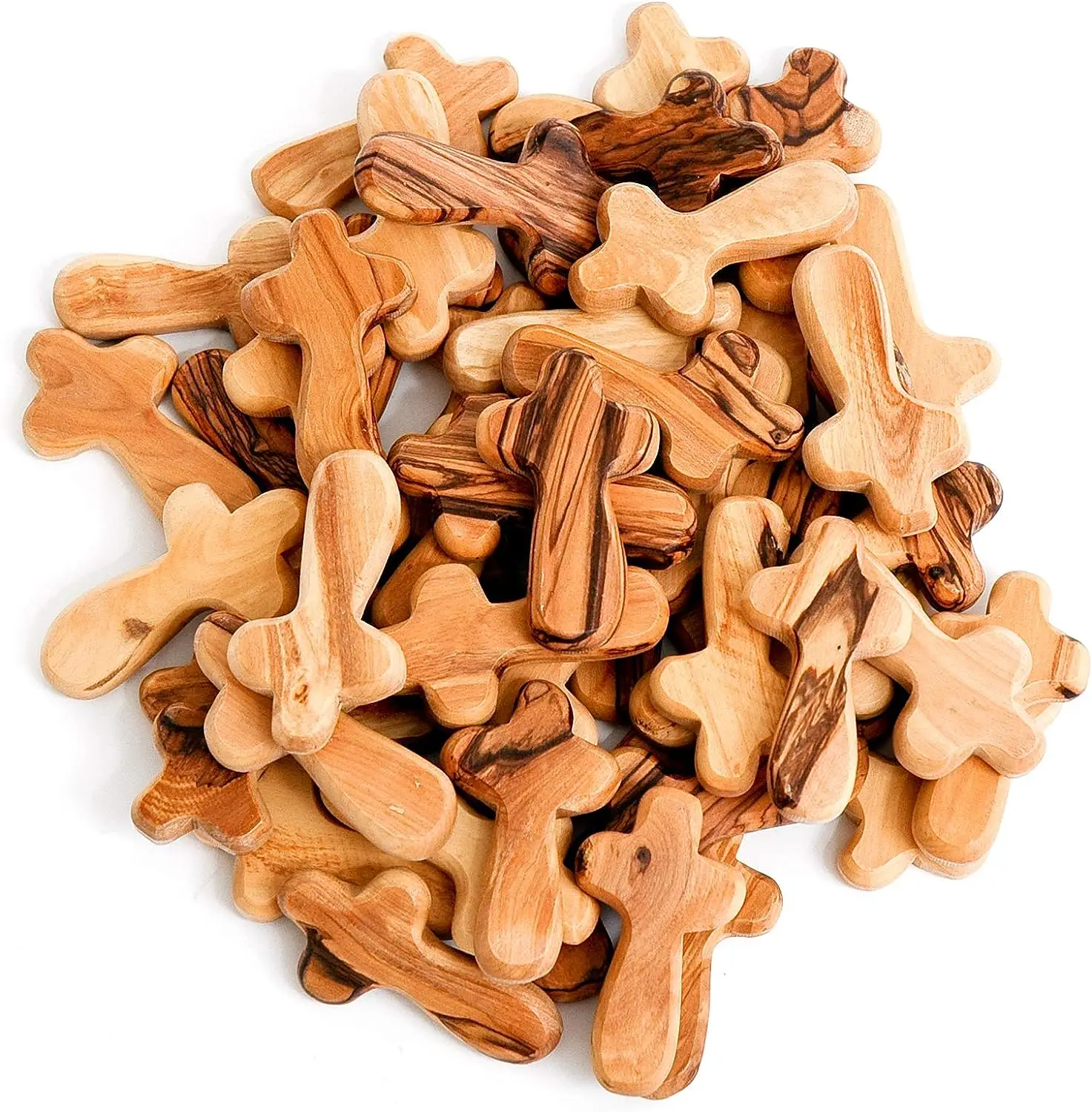 

Wholesale 10 Pieces Olive Wood Small Pocket Cross Holding Crosses Beautiful Little Crosses for Praying Christmas Gift