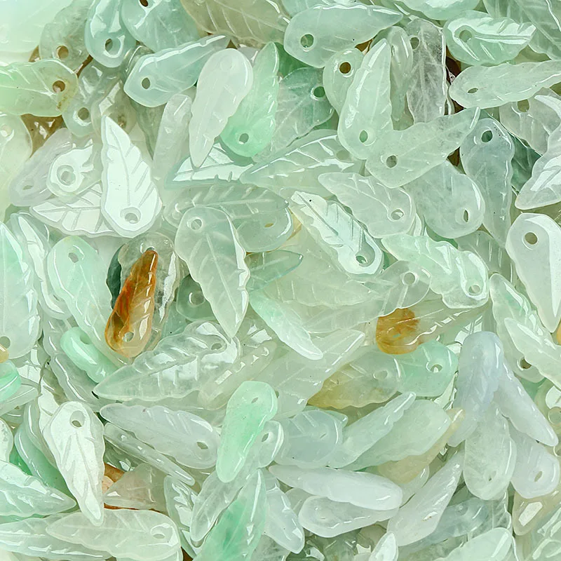 

Natural Burma Ice Jade Leaf Beads For Jewelry Making Diy Bracelet Necklace Charms Myanmar Jadeite Leaves Shape Bead Accessories
