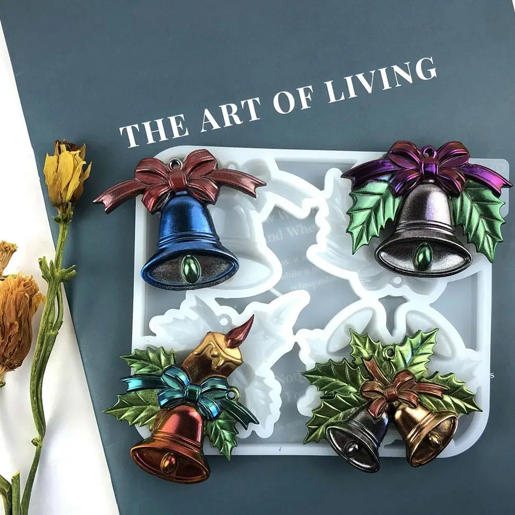 

New Christmas Keychain Silicone Mold Diy Bell Pendant Three-dimensional Christmas Bell Molds Mold Half Silicone R4Z6