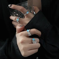 colorful zircon open rings female vintage ins metal stone adjustable finger ring for women fashion girls jewelry gifts 2022 new