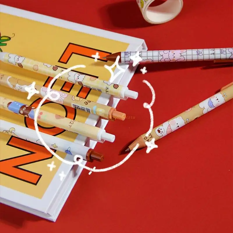 

6pcs Retractable Gel Pen 0.5mm Refillable Black Gel Pen for Journaling Writing 63HD