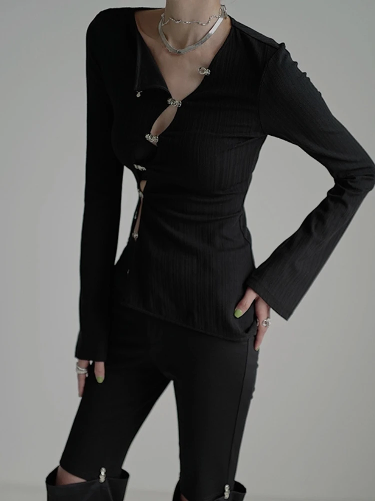 

Knitwear Design Women New Sexy Fashion Korean Cardigan Minimalist All-match Ladies Spring Creativity Slim Style Pure Personality