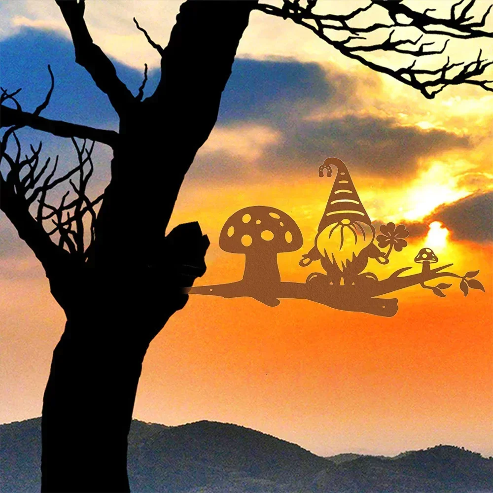 Великолепное украшение в виде гнома с металлической веткой для вашего сада —