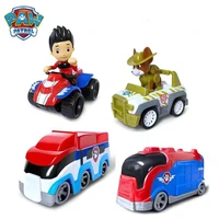 4pcs paw patrol ryder trucker atv action figure toy bus patrulla canina rescue vehicle toy set model for children birthday gift