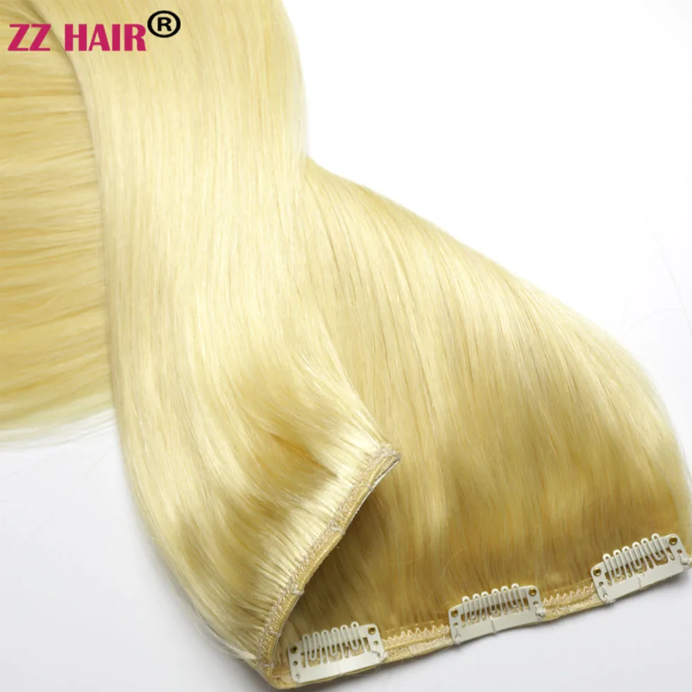 ZZHAIR 100% бразильские человеческие волосы для улучшения 16-24 дюймов прямые на клипсе